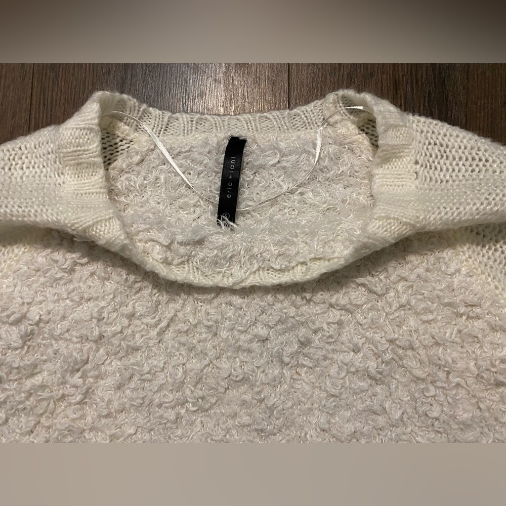 Women’s Eric + Lani Cream Fluffy Knit Pullover Sweater S - Picture 6 of 12